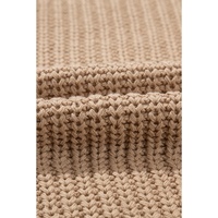 Khaki Mix Textured Knit Colorblock Patchwork Sweater - L thumbnail