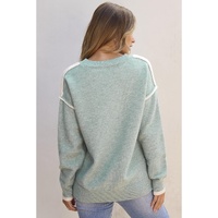 Moonlight Jade Colorblock Contrasting Edge Crewneck Sweater - L thumbnail