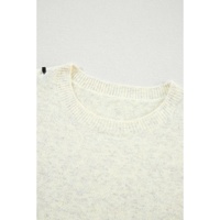 White Contrast Stitch Detail Ribbed Trim Sweater - L thumbnail