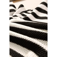 White Stripe V Neck Pocketed Drawstring Hooded Sweater - XL thumbnail