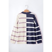 Blue Stripe Colorblock Oversized Sweater - S thumbnail