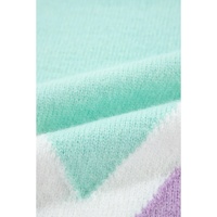 Green Chevron Colorblock Ribbed Knit Drop Shoulder Sweater - S thumbnail