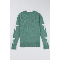 Green Star Pattern Drop Shoulder Sweater - XL thumbnail
