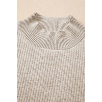 Apricot Thermal Lined Ribbed Knit Mock Neck Sweater - L thumbnail