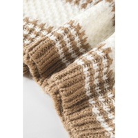 Brown Stripe Drop Shoulder Round Neck Loose Sweater - L thumbnail