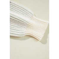 Brown Colorblock Textured Knit Bubble Sleeve Sweater - L thumbnail