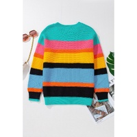 Yellow Colorblock Mixed Textured Drop Shoulder Sweater - M thumbnail