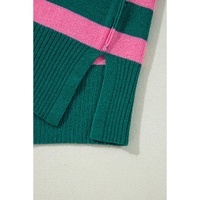 Green Collared Quarter Zipper Oversized Sweater - 3XL thumbnail