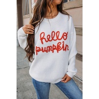 White Hello Pumpkin Graphic Sweater - M thumbnail