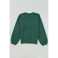 Blackish Green Pearl Beaded Merry Casual Sweater - M thumbnail