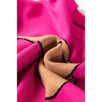 Rose Red YEEHAW Cowboy Hat Drop Shoulder Oversized Sweater - S thumbnail
