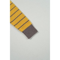 Yellow Stripe Daisy Floral Knitted Round Neck Sweater - L thumbnail