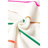 White Colorblock Striped Half Sleeve Drop Shoulder Sweater - L thumbnail