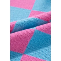 Sachet Pink Colorblock Plaid Pattern Ribbed Trim Sweater Tank Top - XL thumbnail
