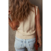 Jet Stream Embroidered Floral Cable Knit Sweater Vest - L thumbnail