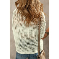 White Crochet Flower Hollow-out Sweater T Shirt - L thumbnail