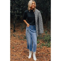 Black Knotted Keyhole Nape Short Sleeve Knit Sweater - L thumbnail