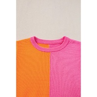 Flamingo 2-tone Color Block Knit Cap Sleeve Sweater Top - L thumbnail