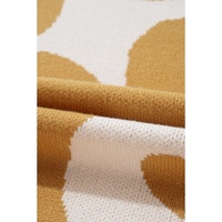 Camel Big Flower Pattern Stand Neck Short Sleeve Sweater - L thumbnail