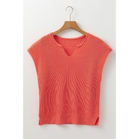 Flamingo Solid Textured Knitted Notch V Neck Sweater T Shirt - XL thumbnail