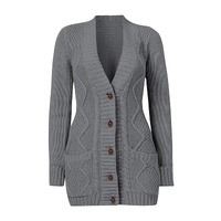 Dark Gray Front Pocket and Buttons Closure Cardigan - S thumbnail