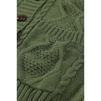 Green Front Pocket and Buttons Closure Cardigan - S thumbnail