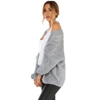 Azura Exchange Gray Chunky Wide Long Sleeve Knit Cardigan - M thumbnail