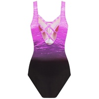 Purple Gradient Criss Cross Back One Piece Swimsuit - 2XL thumbnail