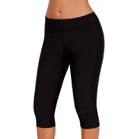 Black Mid Waist Crop Swim Leggings - 2XL thumbnail