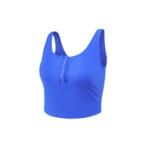 Blue Square Neck Sleeveless Fashion Print Tankini Set - S thumbnail