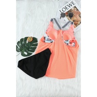 Azura Exchange Orange Printed Splicing Racerback Tankini - S thumbnail