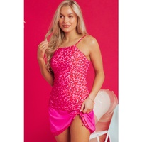 Rose Leopard Drawstring Side Tankini 2pcs Swimsuit - S thumbnail