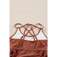 Mineral Red Drawstring Tummy Control Mix-and-match 2pcs Tankini Swimsuit - S thumbnail