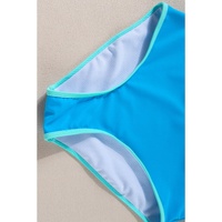 Blue Contrast Trim Crisscross Back High Waisted Bikini - XL thumbnail