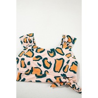 Green Leopard Print U Neck Knotted High Waist Bikini Set - S thumbnail
