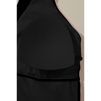 Black Deep V Neck Crossover Backless Ruched High Cut Monokini - M thumbnail