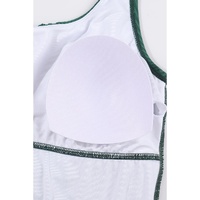 Blackish Green Ruched U Neck Ribbed Tankini - S thumbnail