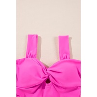 Bright Pink Cut out Twist Bowknot Backless One Piece Swimsuit - XL thumbnail