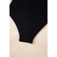 Black Colorblock Edge Belted One Piece Swimsuit - L thumbnail