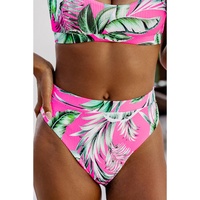 Rose Tropical Print Textured Bikini Bottoms - M thumbnail