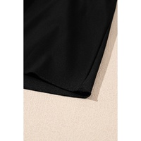 Black Solid Color High Waist Wide Leg Swim Bottom - S thumbnail