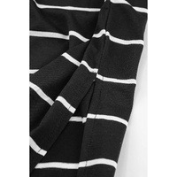 Black Striped Casual Slit Long Dress - L thumbnail