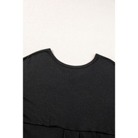 Black V Neck Hidden Pocket Splits Maxi T-shirt Dress - L thumbnail