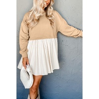 Pale Khaki Sweatshirt Poplin Mini Dress - L thumbnail
