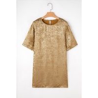 Gold Metallic Luster Crewneck Mini T-Shirt Dress - XL thumbnail