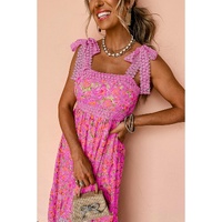 Rose Floral Lace Tied Strap Empire Waist Maxi Dress - M thumbnail