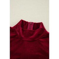 Racing Red Velvet High Neck Tiered Ruffle Mini Dress - S thumbnail