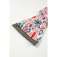 Multicolour Boho Print V Neck Bracelet Sleeve Mini Dress - L thumbnail
