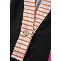 Black Ethnic Print Buttoned V Neck Bell Sleeve Ruffle Patchwork Dress - XL thumbnail