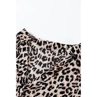 Apricot Leopard Print Tiered Wide Sleeve Maxi Dress - L thumbnail